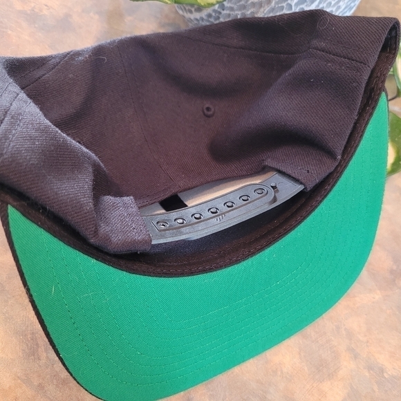 FIGR Snapback Ballcap, Black with Green Underside Flat Brim, FIGR Logo - Picture 4 of 10